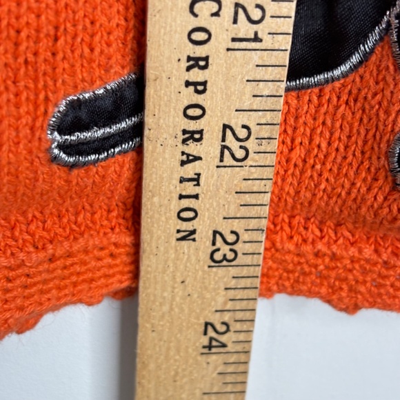 VTG 90s Halloween Sweater Vest L Patchwork Embroidery Orange Witch Hat Black Cat - Picture 8 of 10